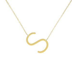 Savvy Cie Jewels Yellow Gold Plated Statement Initial Letter S Necklace